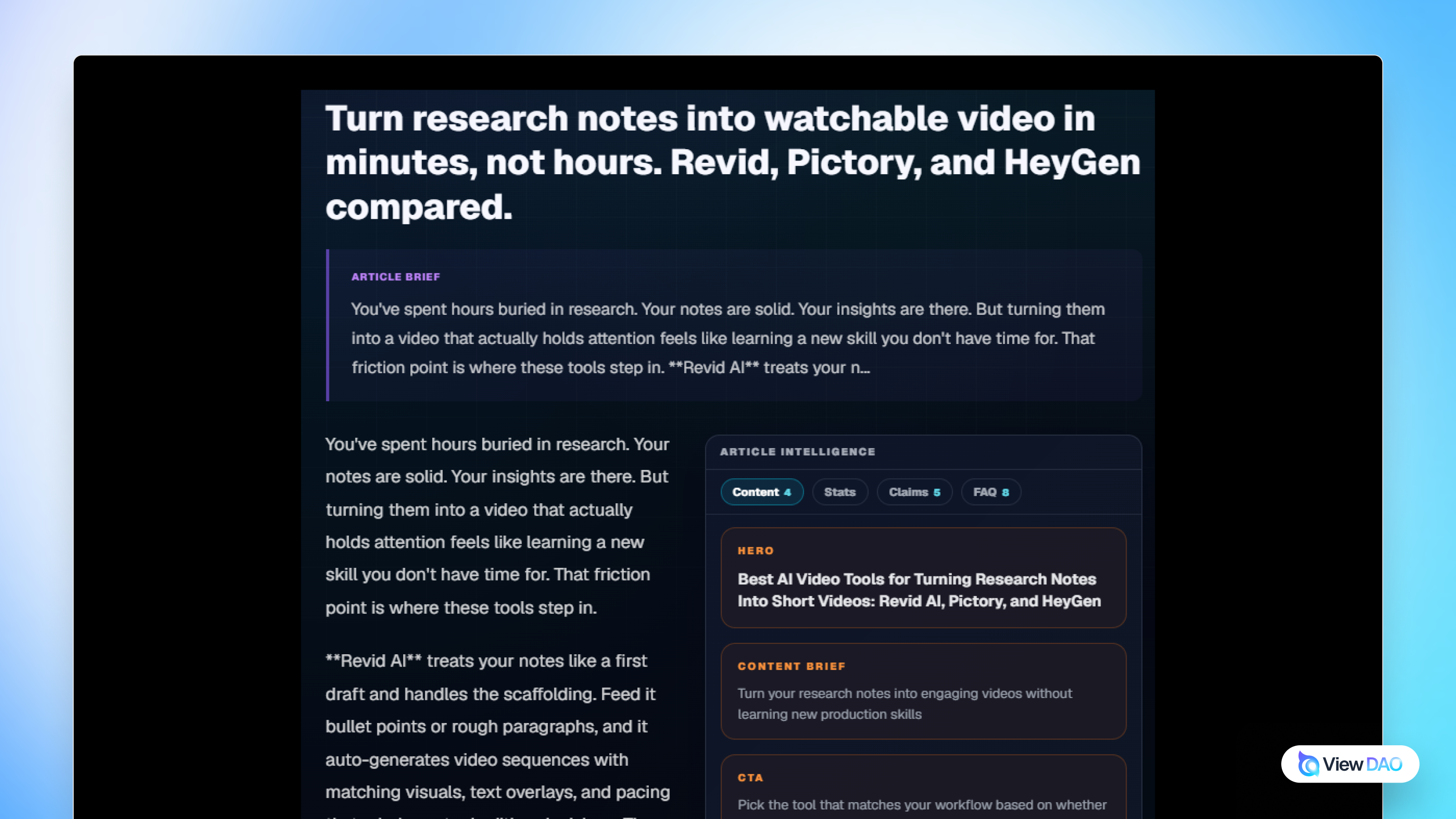 ViewDAO blocked content handling screenshot